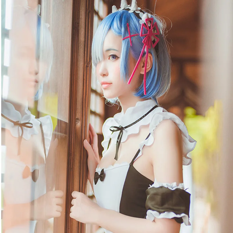 Anime Re: Life a Different World from Zero Ram Rem Fanart Cosplay Costume Kawaii Swimsuit Re:Zero kara Hajimeru Isekai Seikatsu |