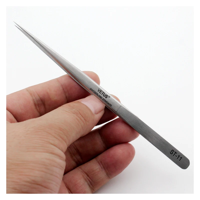 VETUS White ST 10-ST 17 норка наращивание ресниц нержавеющая сталь tweezers антистатические прямые и изгиб Ложные щипцы для ресниц