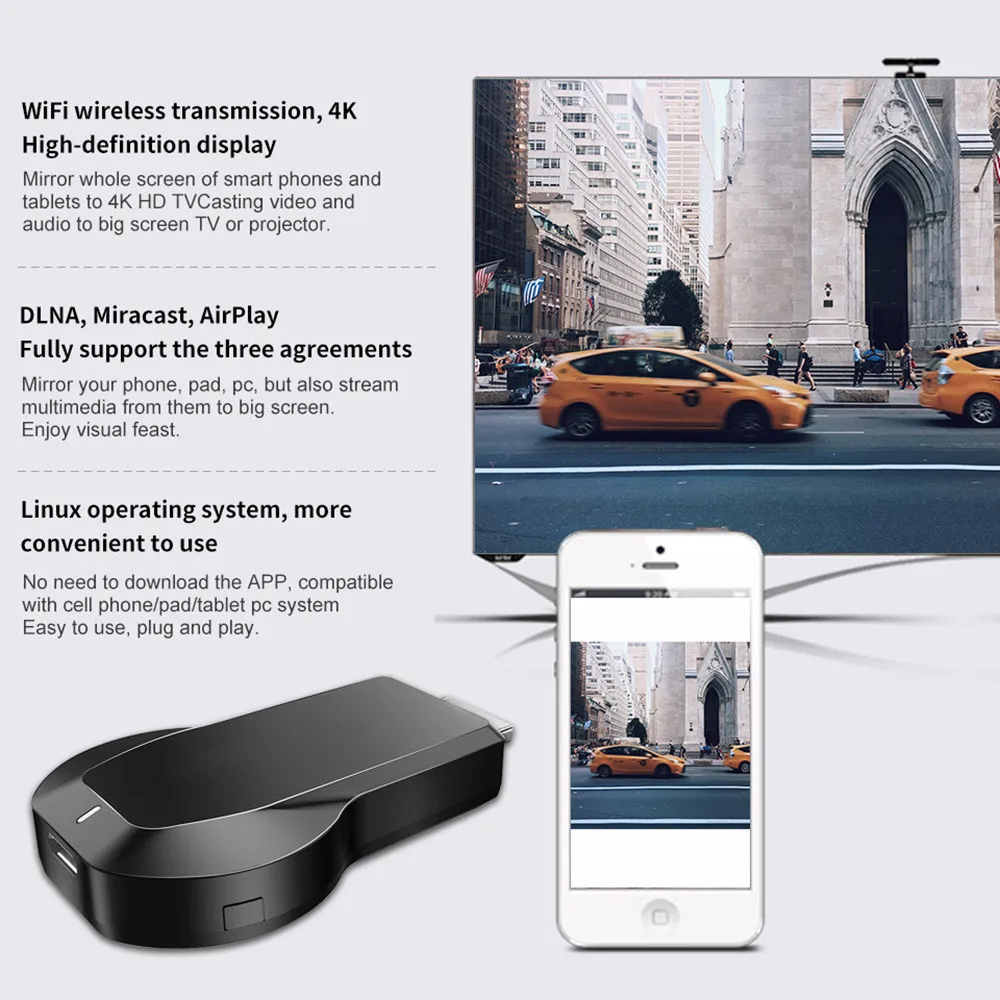 ТВ приставка Anycast M100 с поддержкой Android и Ios Wi Fi 2 4g 4k Hdmi Miracast Dlna Airplay Wifi|SmartTV-стики