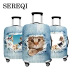 Чехол для багажа SEREQI с 3D принтом и окрашиванием, не выцветает, голубой Джинсовый чехол для кошек и собак, диагональ 18-32 дюйма