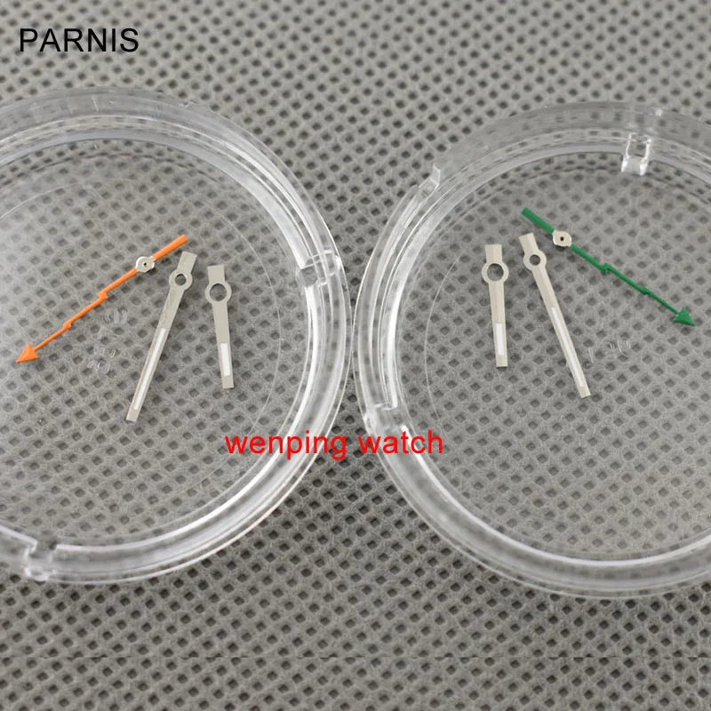 

Комплект зеленых светящихся рук часов Miyota 8205,8215,821A Mingzhu DG2813 3804, оранжевые/зеленые маленькие секунды