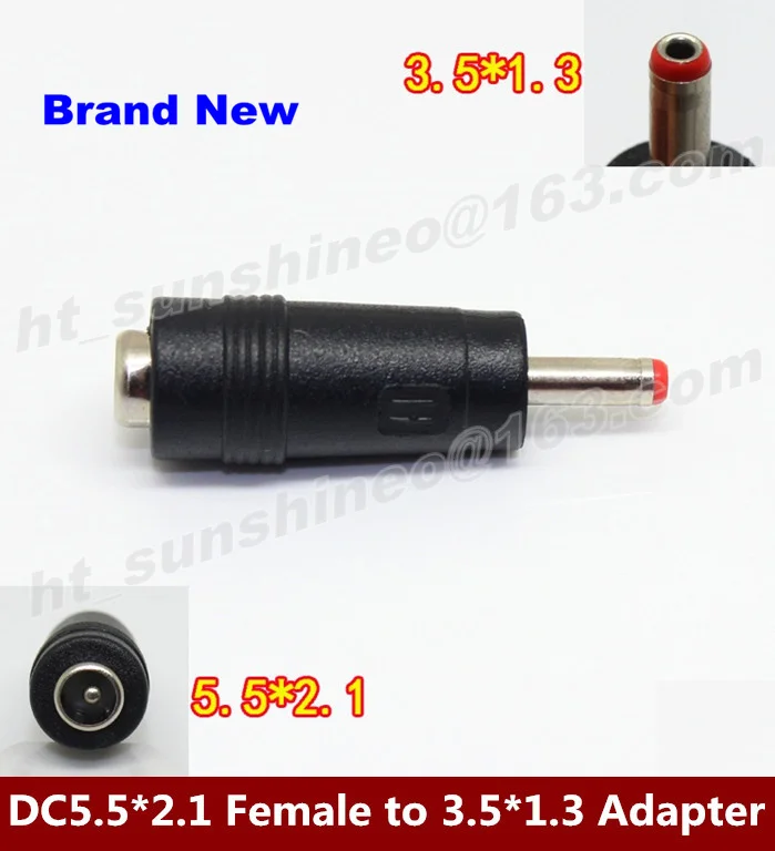 100PCS/LOT   DC Jack DC5.5*2.1 Female to 3.5*1.3mm Male Power adapter DC converter plug