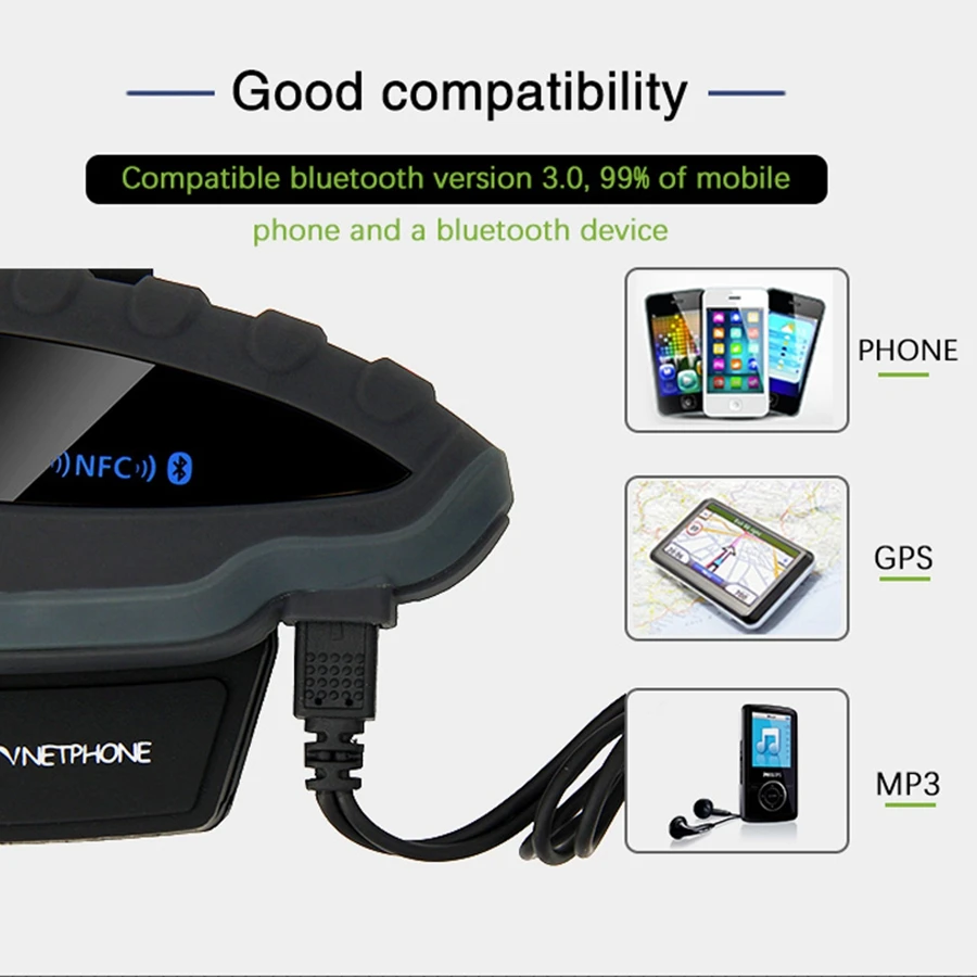 2 шт. Vnetphone V8 Bluetooth домофон NFC 5 всадников Мотоцикл Руль дистанционного управления коммуникатор шлем гарнитура