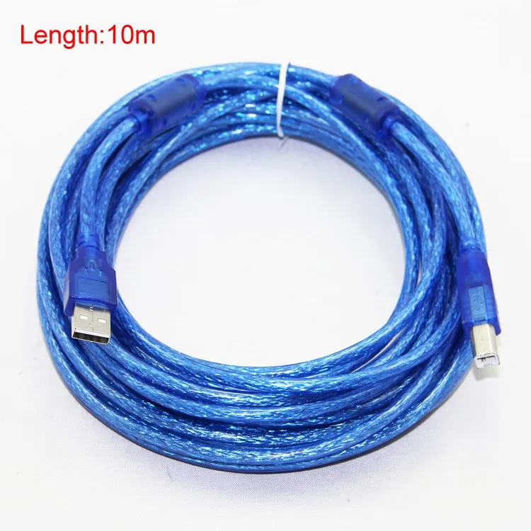 Bochara USB 2,0 кабель для принтера тип A папа-Тип B Папа из фольги+ Плетеный защитный прозрачный синий 1,5 м 1,8 м 3 м 5 м 10 м