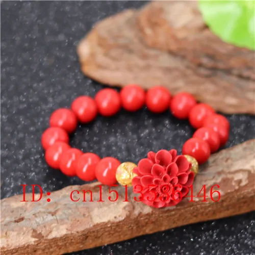 Китайские натуральные красные бриллианты 10 мм Цветочный Эластичный браслет