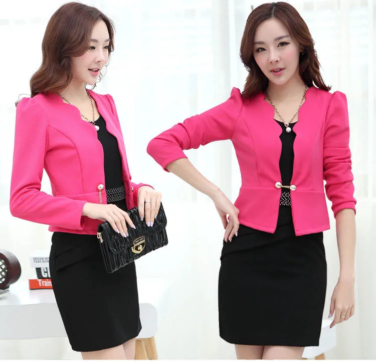 2016 Новый комплект одежды 2 костюмы: платье + пиджак элегантный рябить