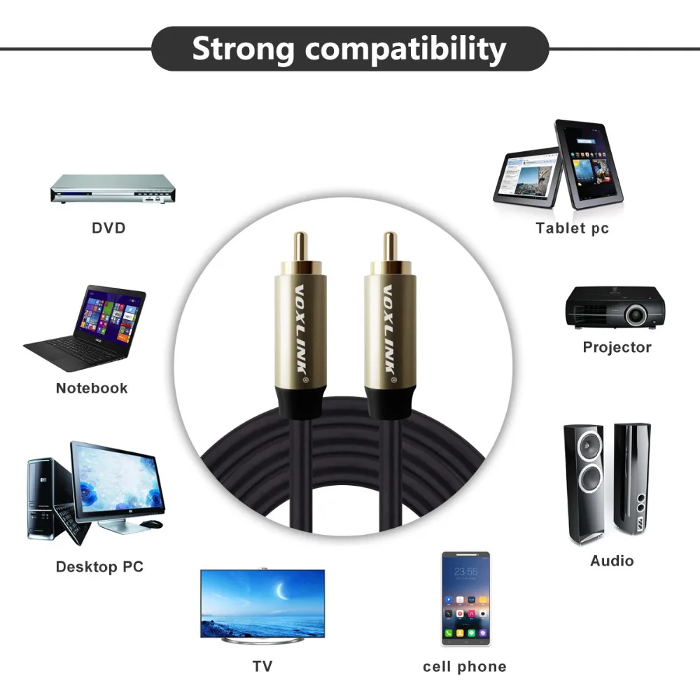 Voxlink HIFI сабвуфер стерео цифровой коаксиальный аудио видео Кабели Позолоченные RCA