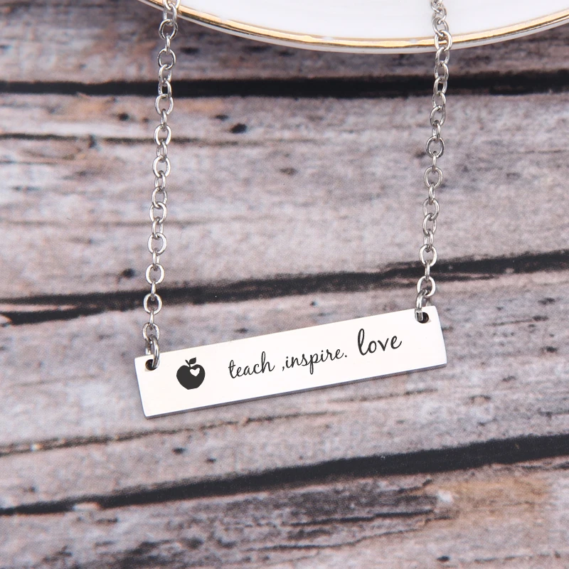 Подарок для родителей и в зеркальном стиле ожерелье с надписью Inspire Love Apple bar
