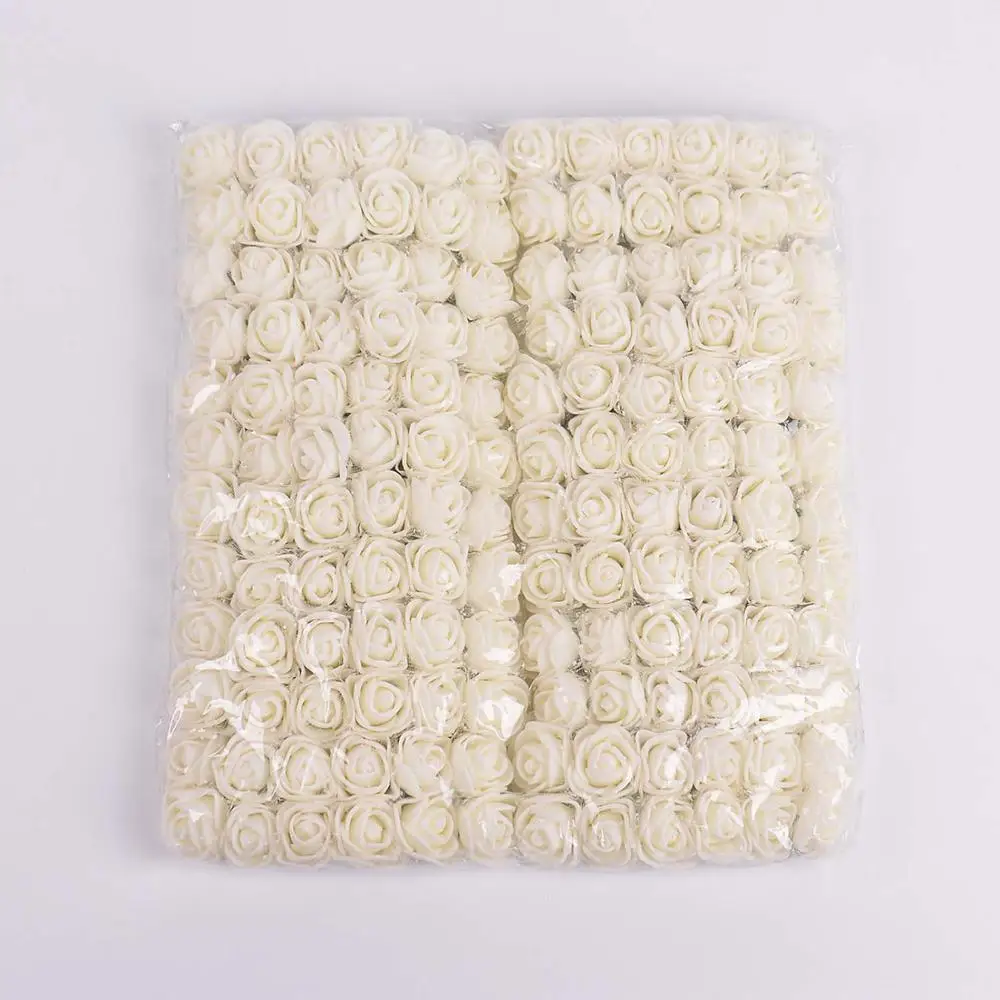 Milk white 144 шт 2,5 см мини-поролоновая роза искусственный цветок букет разноцветная Роза Свадебные цветы украшения Скрапбукинг искусственный цветок Роза - Цвет: Milk white