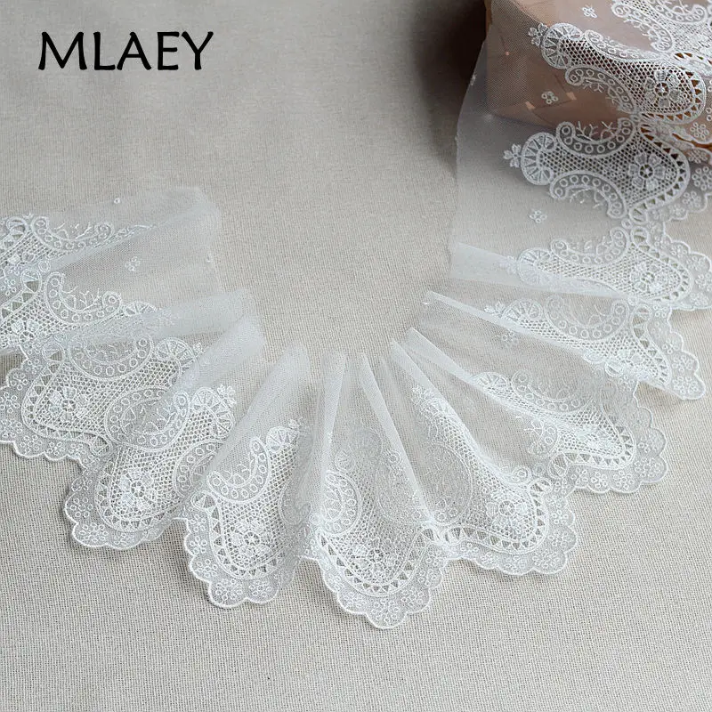 MLAEY 2y/lot изысканной вышивкой кружевной отделкой белый ткани качество кружева