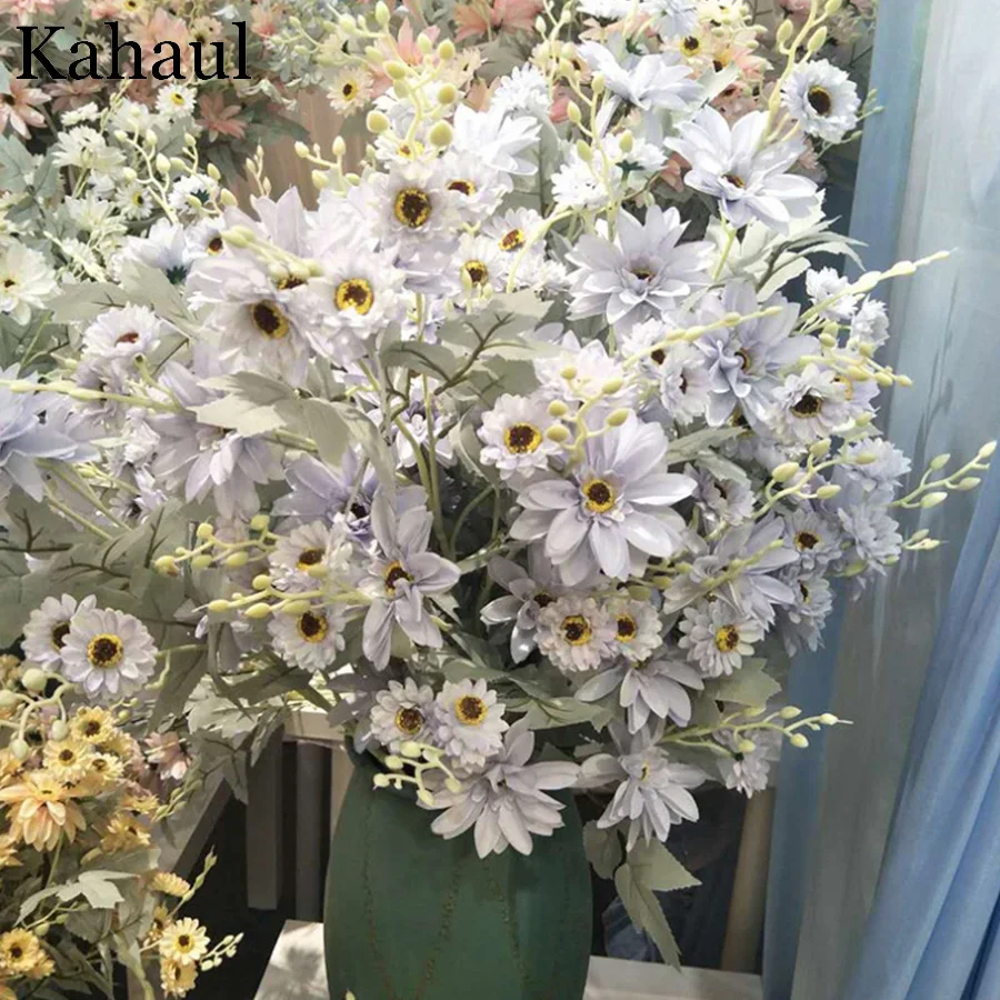 Длинные Искусственные цветы высокого качества Маргаритка из шелка для дома