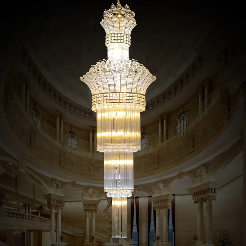 Современная Минималистичная Золотая подвесная люстра S длинная ажурная лестница