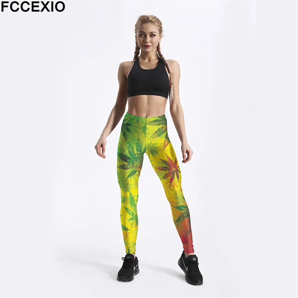 Новинка леггинсы FCCEXIO для тренировок с высокой талией фитнеса принтом в виде