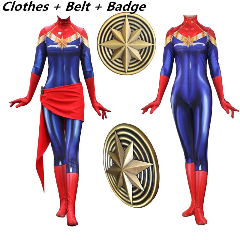 Костюм для косплея на Хэллоуин Carol Danvers Marvel Captain Carroll комбинезон сексуальная