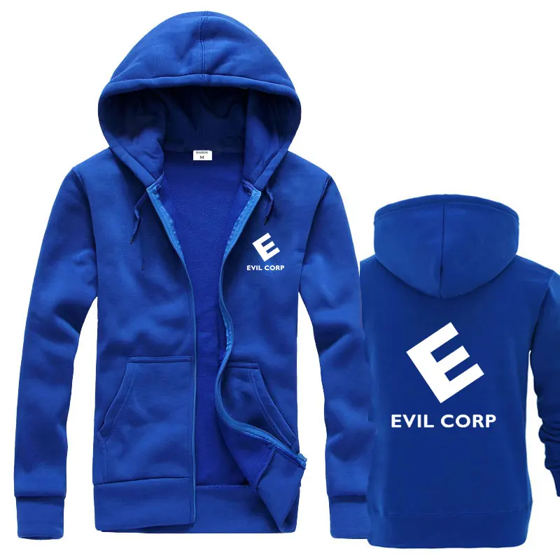 Осень Зима ТВ шоу mr robot evil corp. толстовки с капюшоном Повседневная одежда Черный Серый модная новинка Классическая Толстовка с капюшоном - Цвет: blue white
