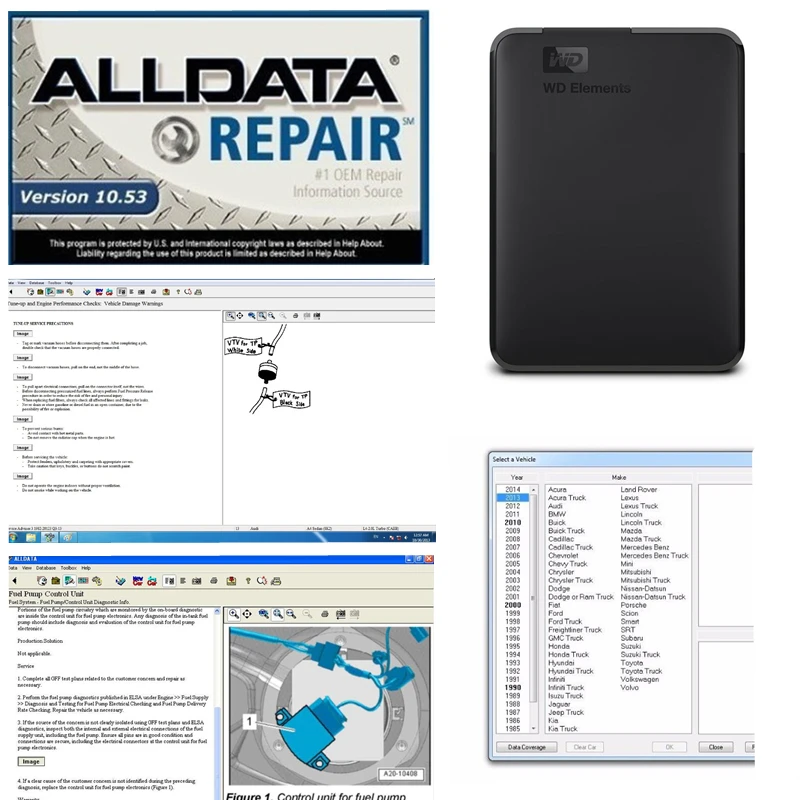2021 ремонт автомобиля программное обеспечение Alldata все 10 53 в 750 Гб HDD usb3.0 Высокое