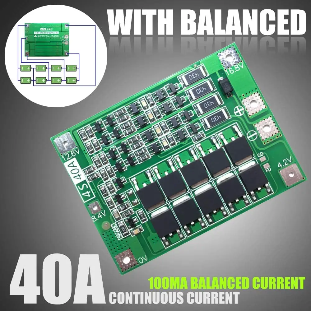4S 40A Защитная плата литий-ионного аккумулятора 18650 зарядное устройство PCB BMS для