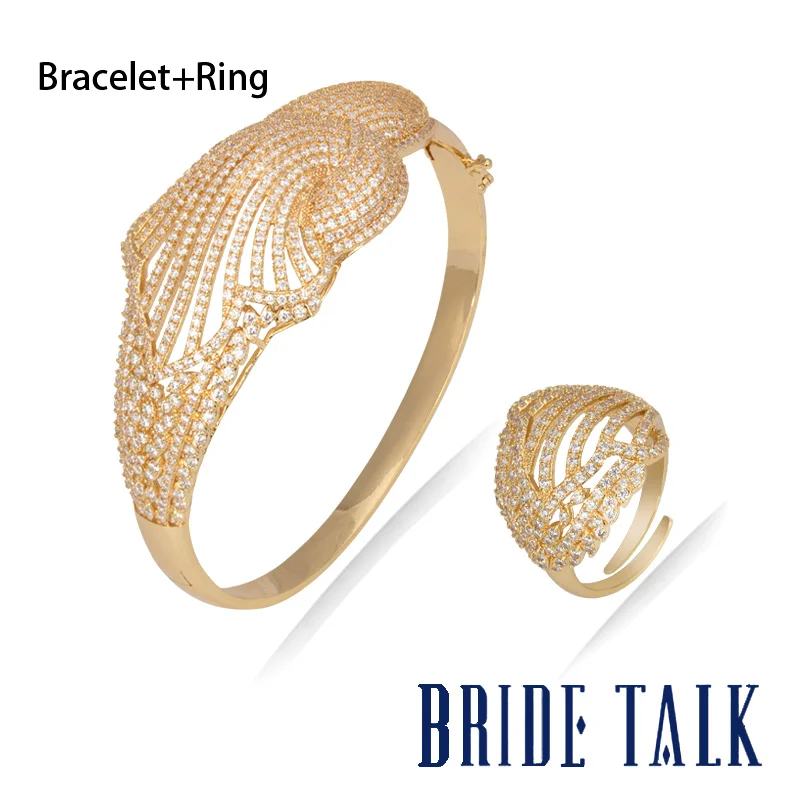 Женский Набор браслетов и колец Bridetalk витая линия с кубическим цирконием