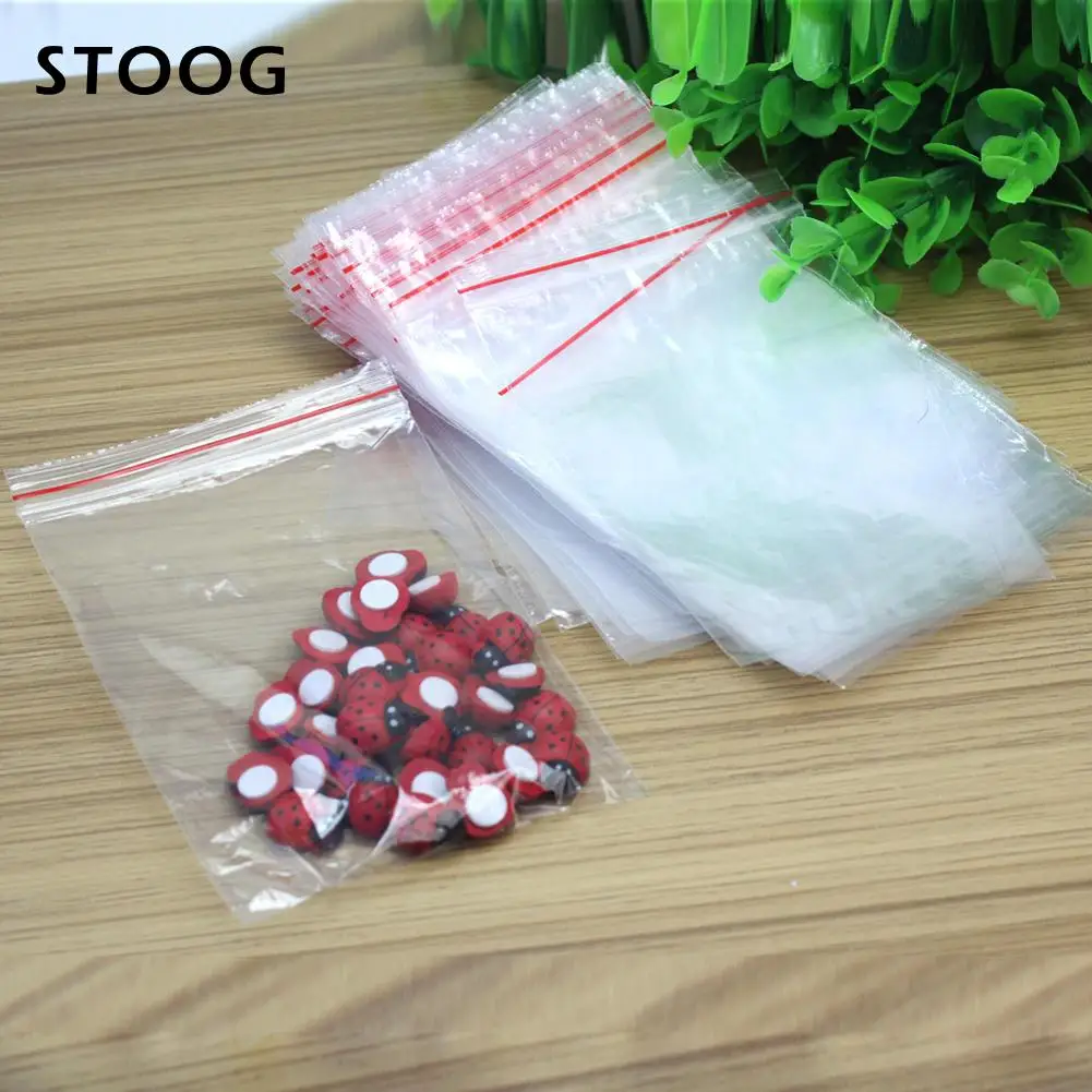 100 шт пластиковые уплотнения Ziplock мешки прозрачный полиэтилен ювелирные изделия плоская упаковка