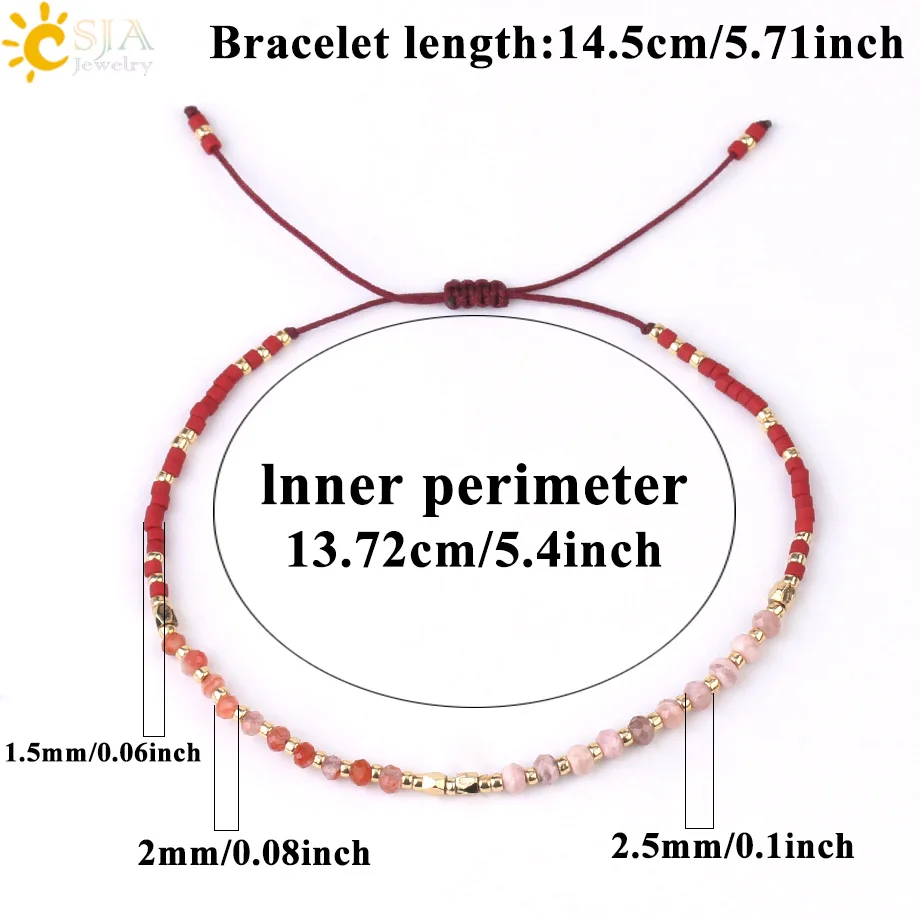 CSJA Delicate Miyuki Bracelets Boho Natural Stone Bracelet for Women Seed Beaded Bohemian Jewelry Handmade Braiding Armband S431 | Украшения