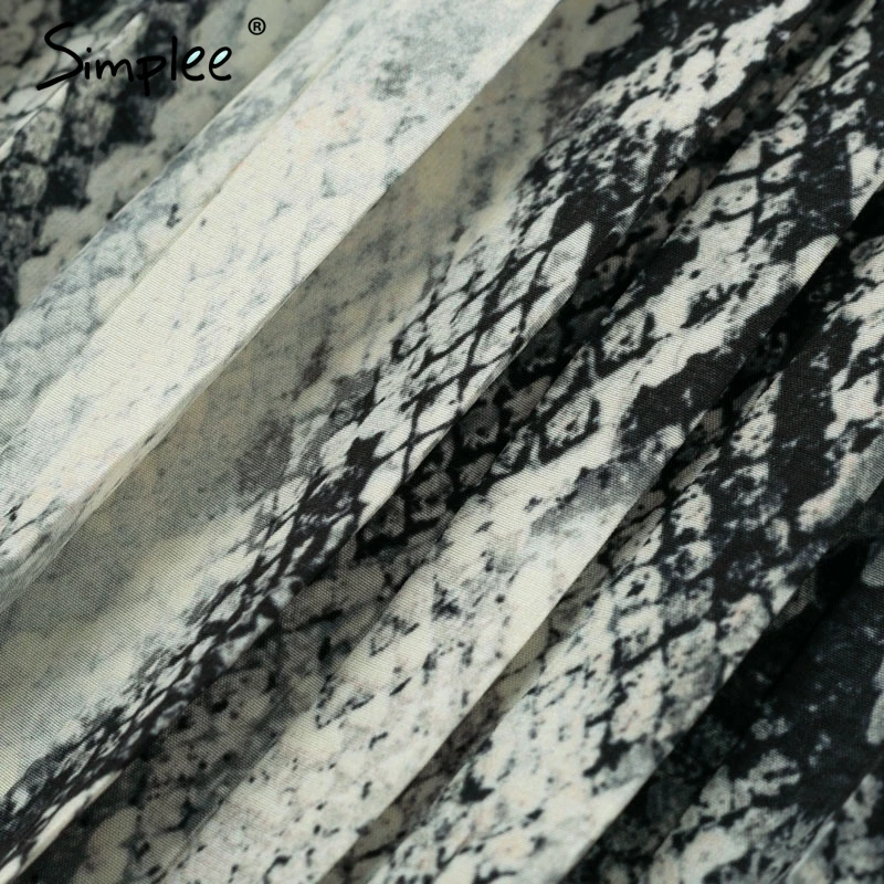 Simplee для женщин со змеиным принтом плиссированная юбка животный принт пуговицы