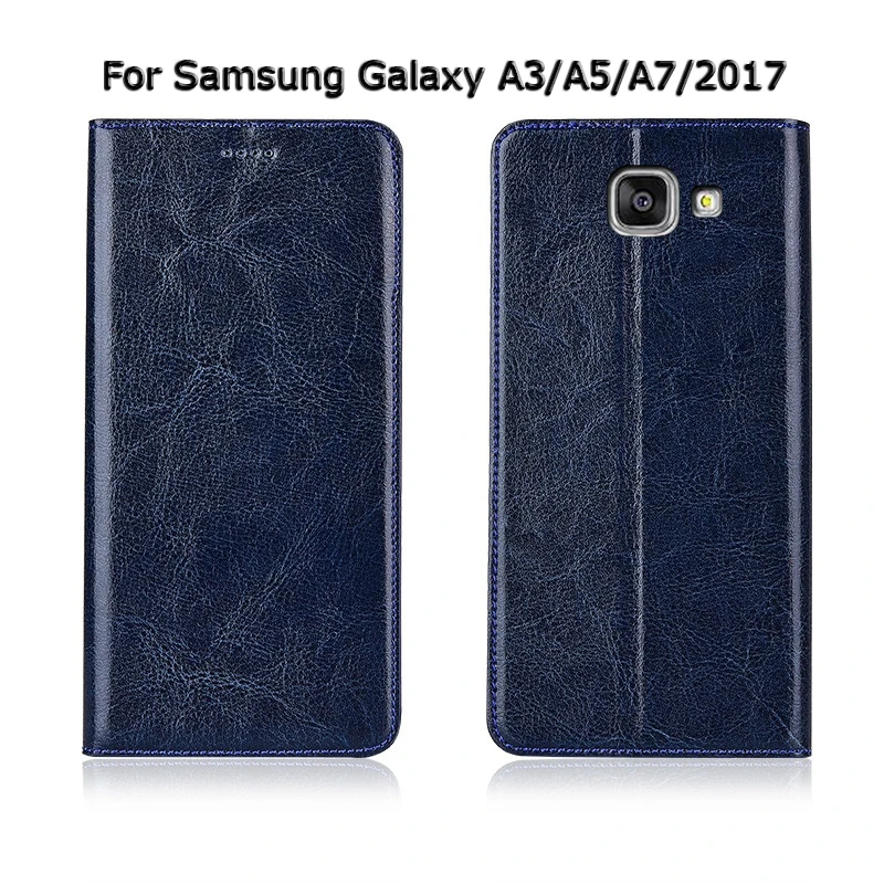 Чехол из натуральной коровьей кожи для samsung Galaxy A3 A5 A7 Магнитный чехол с откидной крышкой в стиле ретро
