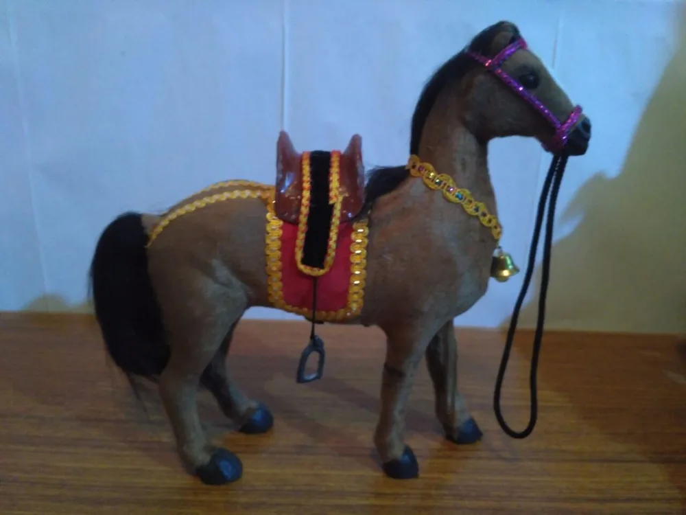 polyethylene&ampfurs large 26x8x25cm saddle horse model Simulation brown home decoration gift d1949 | Дом и сад