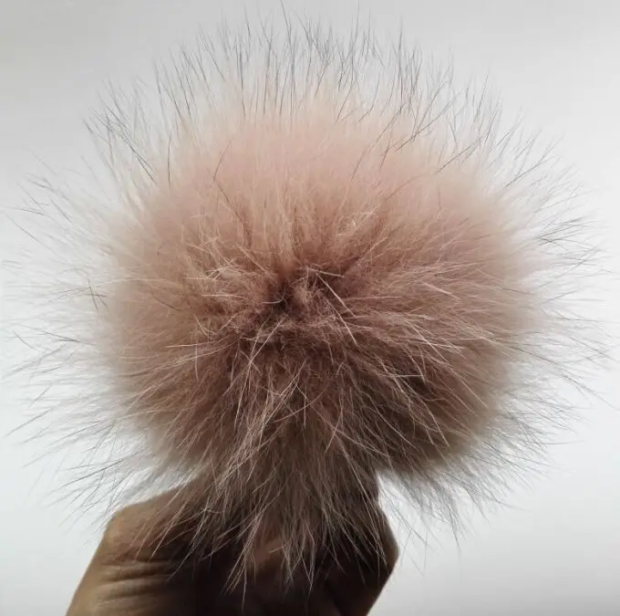 Pink Fox Fur pom Зимние натуральный мех помпон из меха енота; модная обувь; лисий мех; балабоны для теплые вязаные шапочки Skullies шапки Шапки и сумки брелок - Цвет: Pink Fox Fur pom