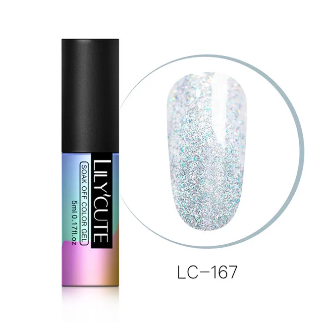 LC-167 LILYCUTE Блестящий Гель-лак для ногтей 5 мл замачиваемый УФ гель для ногтей лак Полупостоянный гель лак праймер маникюрный лак - Цвет: LC-167