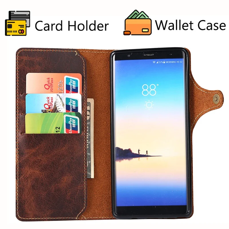 Роскошные из натуральной кожи Wallet чехол с ремешком для Samsung Galaxy Note 8 откидная