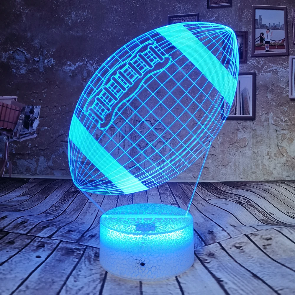 Прямая поставка крутая 3D ночник лампа Американский футбол 7 цветов Иллюзия Led USB
