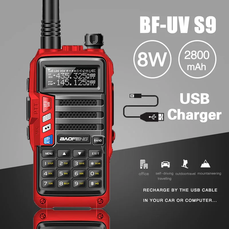 BaoFeng UV-S9 мощная рация CB радио трансивер 8 Вт 10 км дальность действия портативная радио для охоты лес город обновление 5r