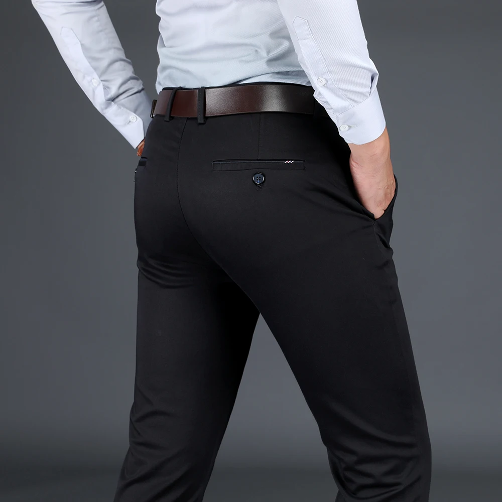 

NIGRITY 2019 New arrivals Mens Casual Pant light Stretch Elastic Regular Cutting Pant Black Khaki Blue Men's Size 29-40