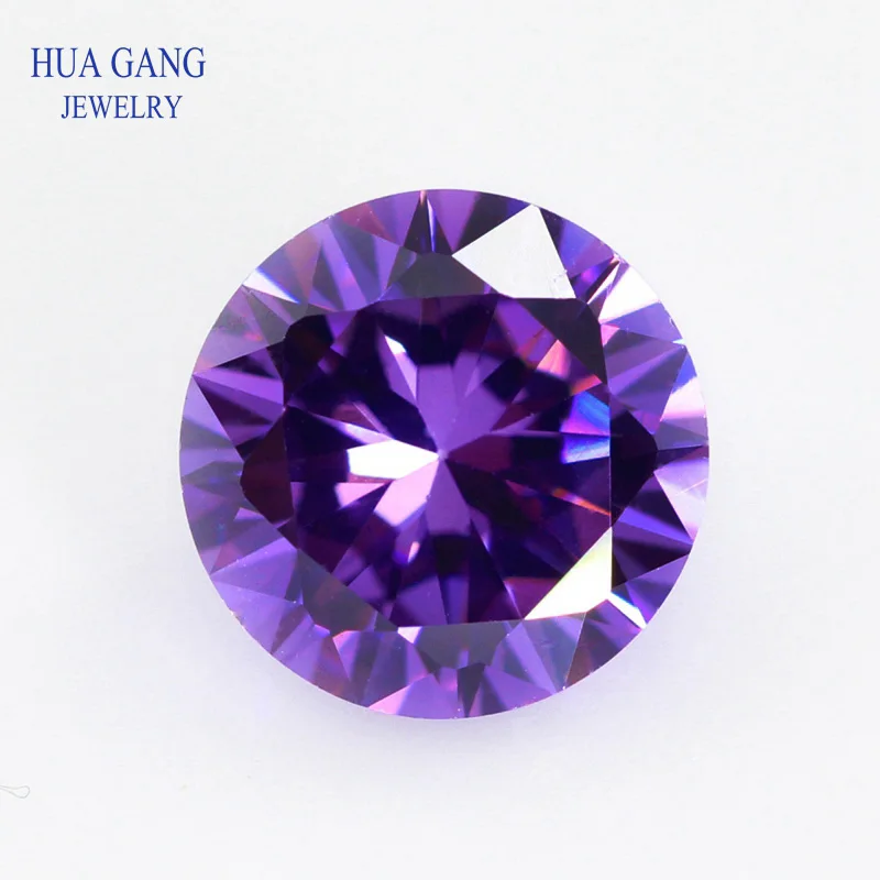 Amethyst Кубический цирконий, камень, многоцветная круглая форма, блестящая огранка, свободные камни, искусственные камни, бусины для ювелирных изделий 0,8~ 15 мм, ааааа - Цвет: Amethyst