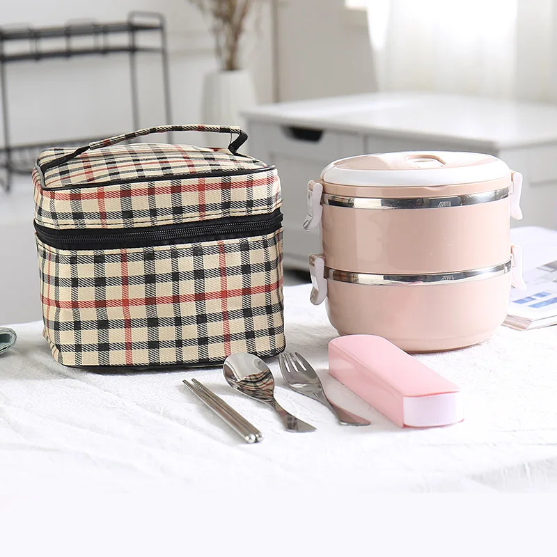 Pink 2 Layer And Bag Детский Взрослый Ланчбокс 304 из нержавеющей стали контейнер для еды термос пластиковый школьный бэнто Ланч-боксы кухонные аксессуары в японском стиле - Цвет: Pink 2 Layer And Bag