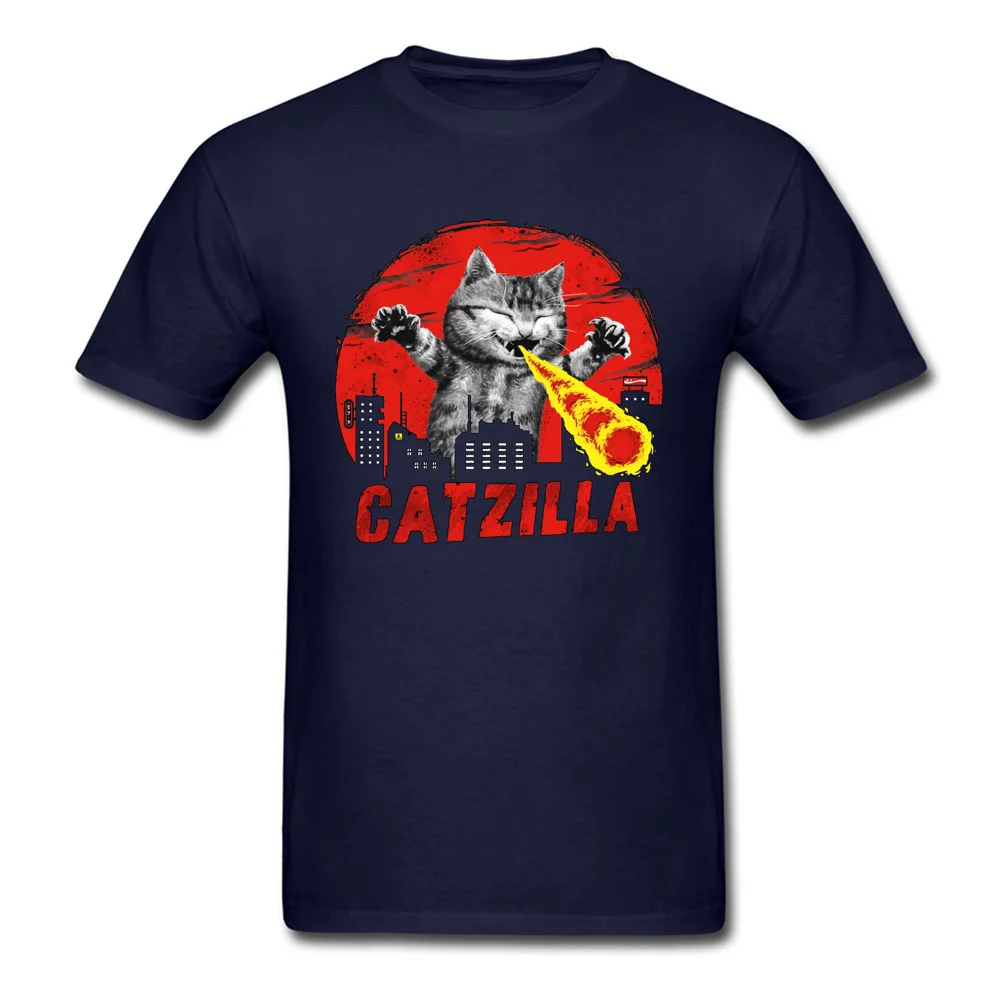 Catzilla Cat Feline пламенный Милая футболка с изображением монстра для мужчин Забавный котенок Neko комикс Новое поступление модные повседневные топы с 3D принтом Футболка