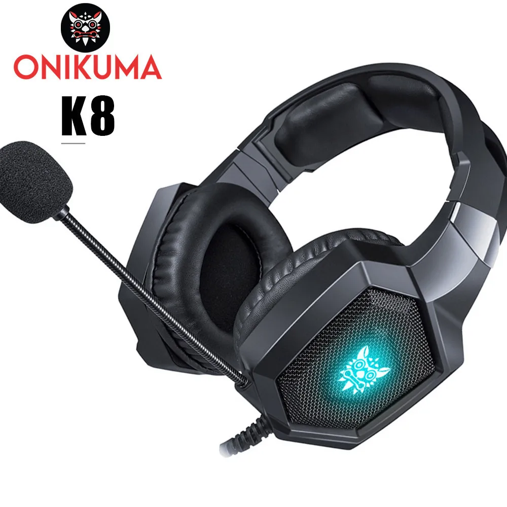 ONIKUMA K8 casque PS4 Игровые наушники PC стерео гарнитура наушники для геймеров с микрофоном светодиодный для компьютера ноутбука Xbox One