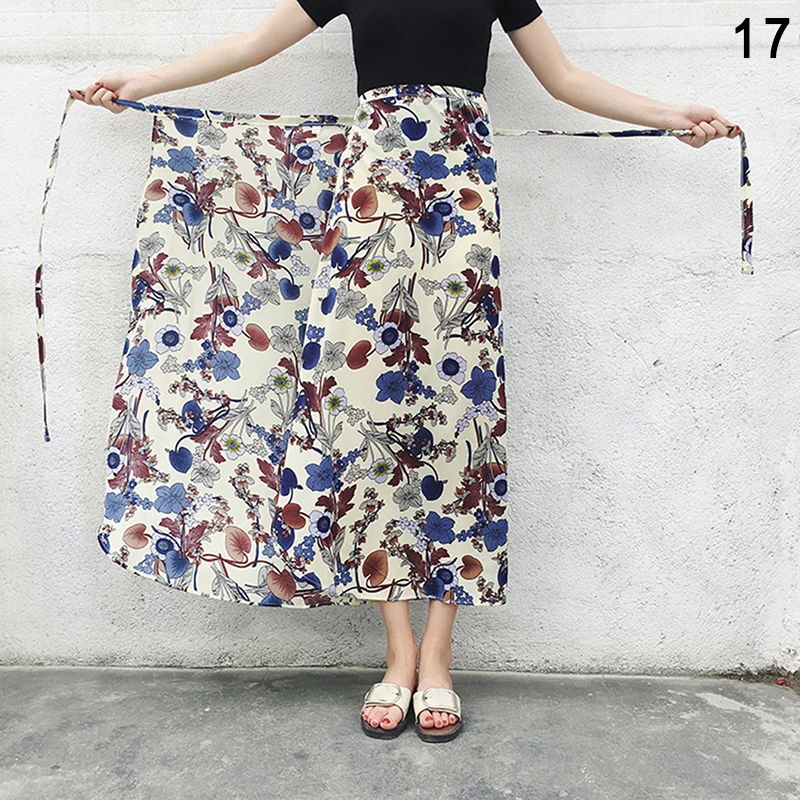 Цельная шифоновая юбка с запахом летняя Праздничная в стиле бохо Женская длинная