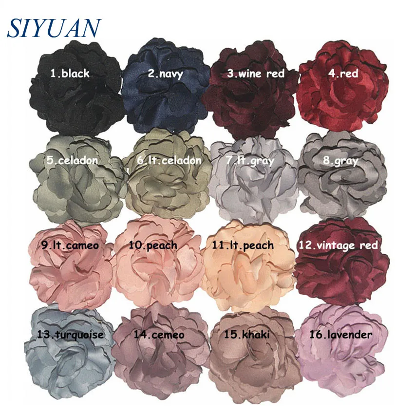 32 шт./лот разноцветные 3-дюймовые матовые атласные волнистые тканевые Цветочные