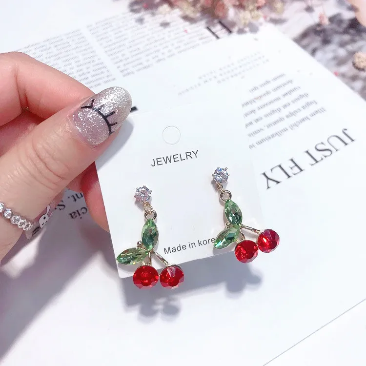 Вишневые серьги из кубического циркония гипоаллергенные модные ювелирные
