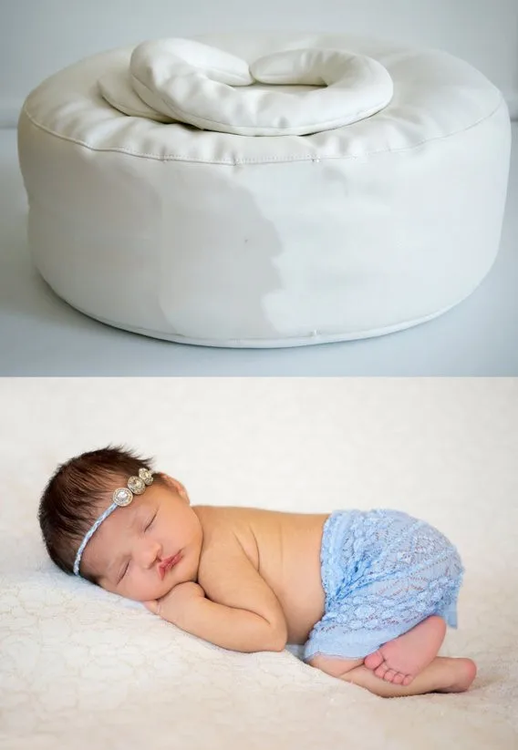 Османская круглая подушка BeanBag для новорожденных 33x10 дюймов Белая Подушка