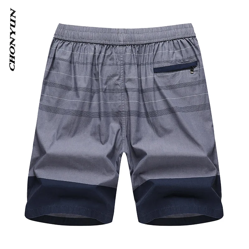 Men Cotton Running Shorts Elastic Pocket Breathable Sportswear Summer Casual Striped Short Trousers Plus Size Drop Shipping