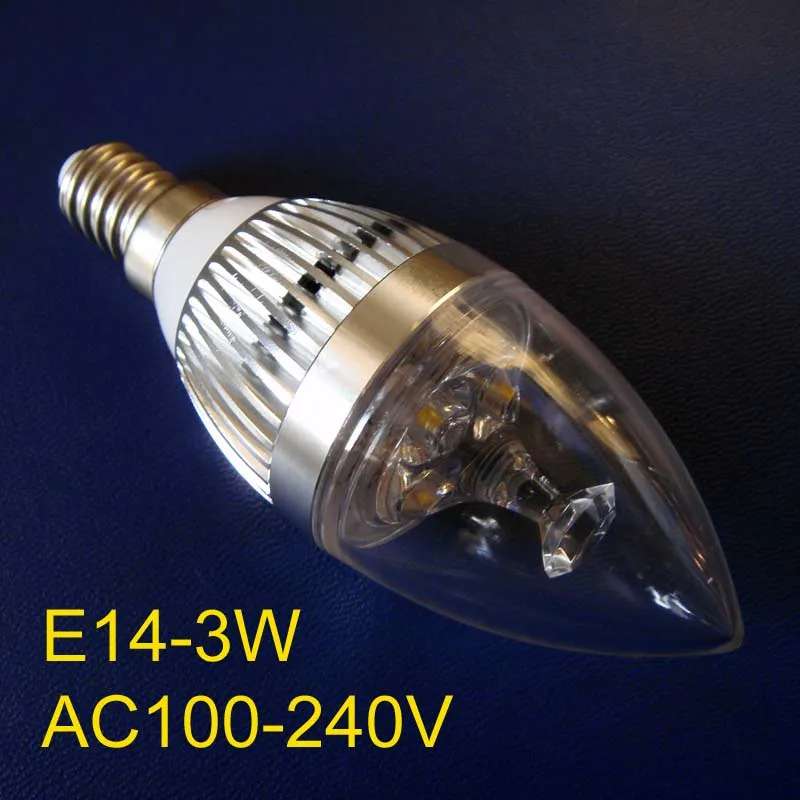 Hot selling 3W led candle lights, E14 3w led lamps, E14 led crystal lamps free shipping (20pcs/lot)