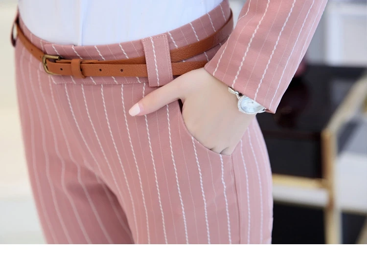 2019 осенний деловой офисный костюм женский комплект 2 шт. брюки блейзер в полоску и