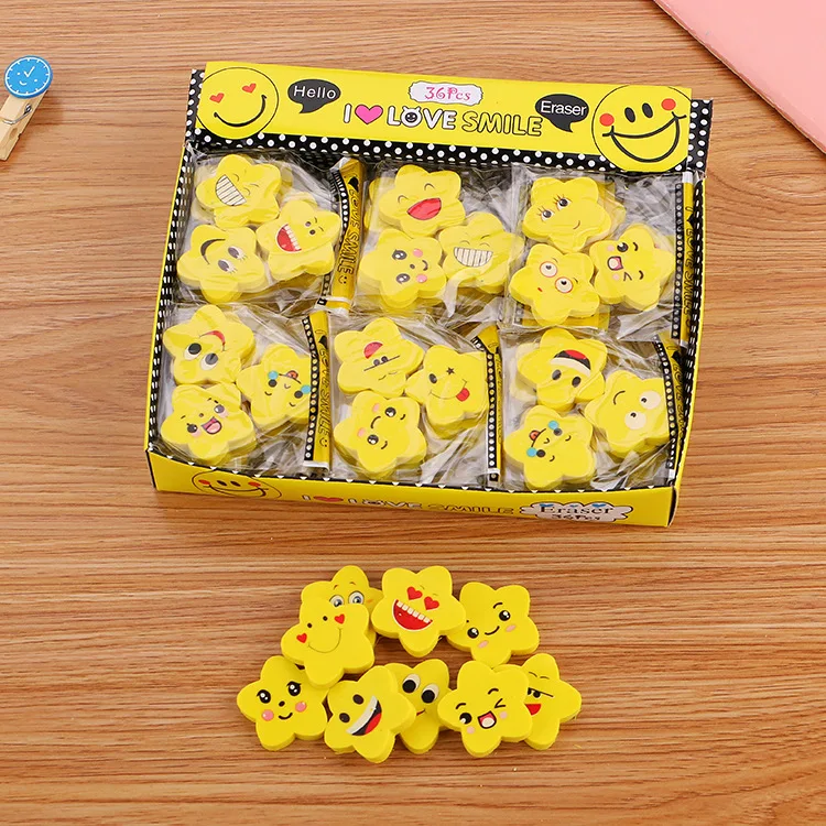 Карандаш «кавай» ластик 54 шт. милый I Love Smile Star ластики Новинка призы, подарок для детей канцелярские принадлежности забавные школьных принадлежностей