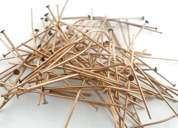 

DoreenBeads 500 PCs Copper Tone Head Pins Findings 30x0.7mm(21 gauge)