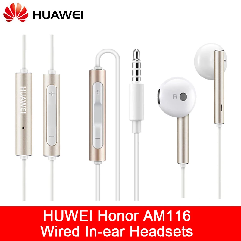 Оригинальные наушники HUAWEI AM116 длина 1 2 м проводной микрофон управления гарнитура
