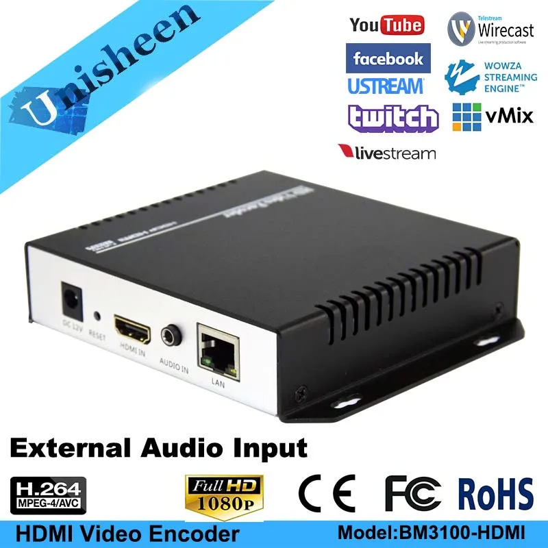Видеоэнкодер Unisheen Rtsp H.264 IPTV HDMI низкая лантентность Ip Rtmp прямая трансляция Onvif OBS VMix