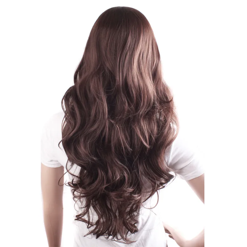 Dark Brown MapofBeauty 2" черный коричневый длинные волнистые натуральные парики для черных женщин термостойкие синтетические волосы косплей парик накладные волосы - Цвет: Dark Brown
