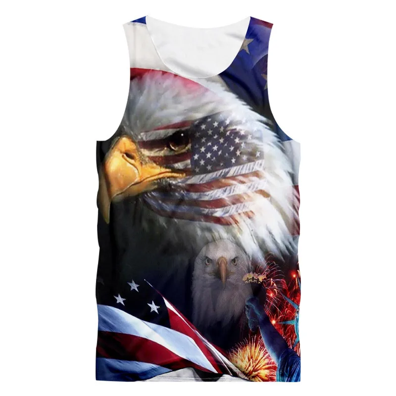 OGKB летние крутые майки для женщин/мужчин с 3D принтом Американский Флаг Орел майка